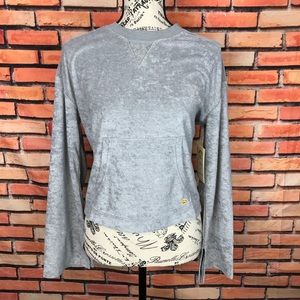 C&C California Women’s Retro Style Sheer Mesh Back Grey Sweatshirt Sz S UM4099C